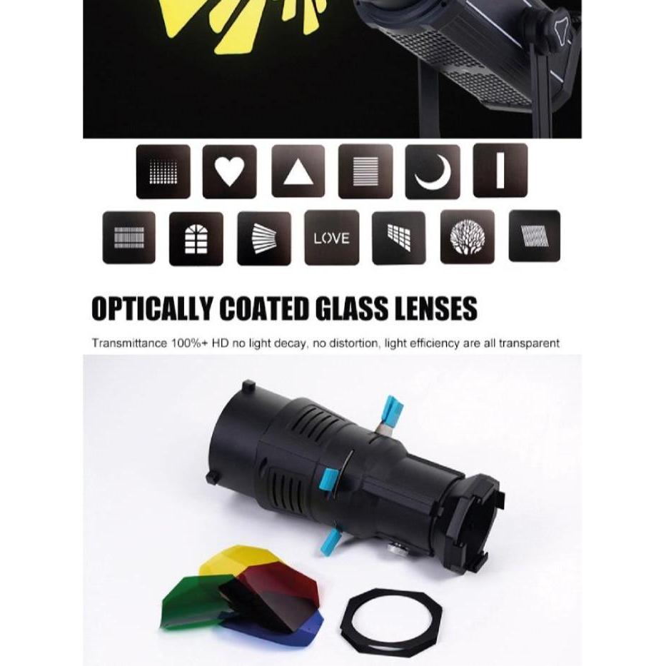 Ezone Optical Snoot Kit Projector Attachment With Gobo & Color Filter Gel