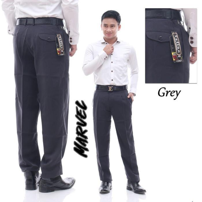 Celana Kerja Kantor Pria Standard Formal Reguler Bahan Kain Teflon Tebal Panjang Cream Hitam Nyaman