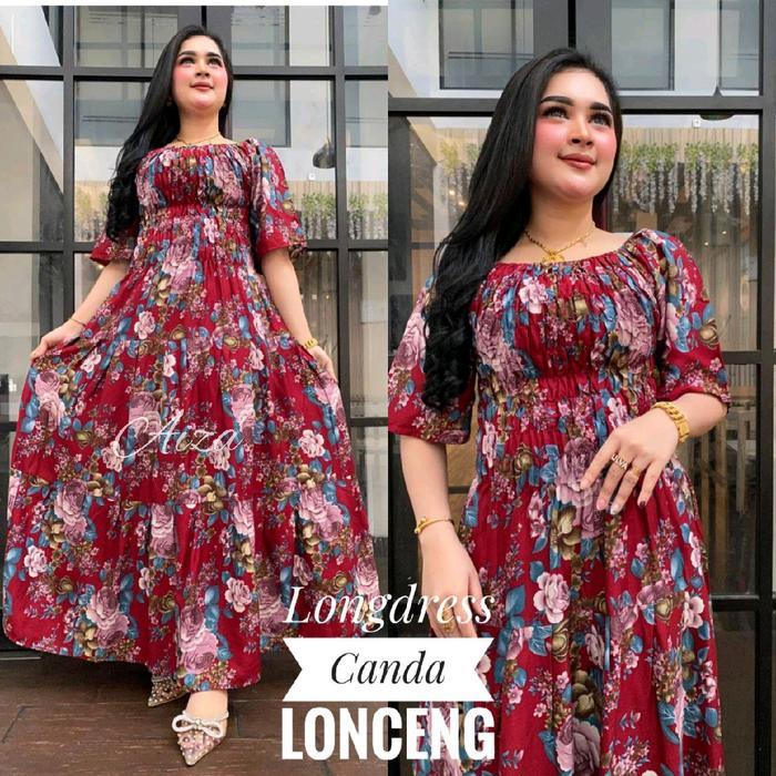 TERBARU Longdress Canda Lengan Lonceng Mawar Berdusta Daster Bali Baju Casual Wanita Panjang Gaun