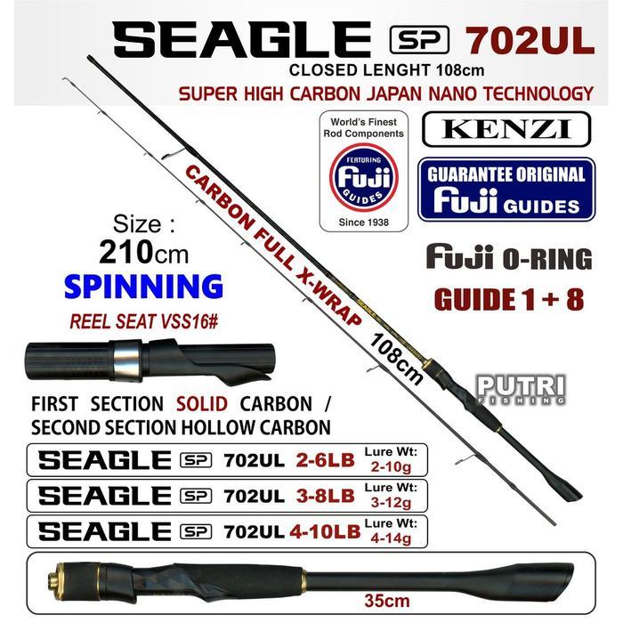 JORAN KENZI SEAGLE 702 Ultralight Spinning Baitcasting 210cm Solid Carbon Fuji Guides 2-6lbs 3-8lbs 