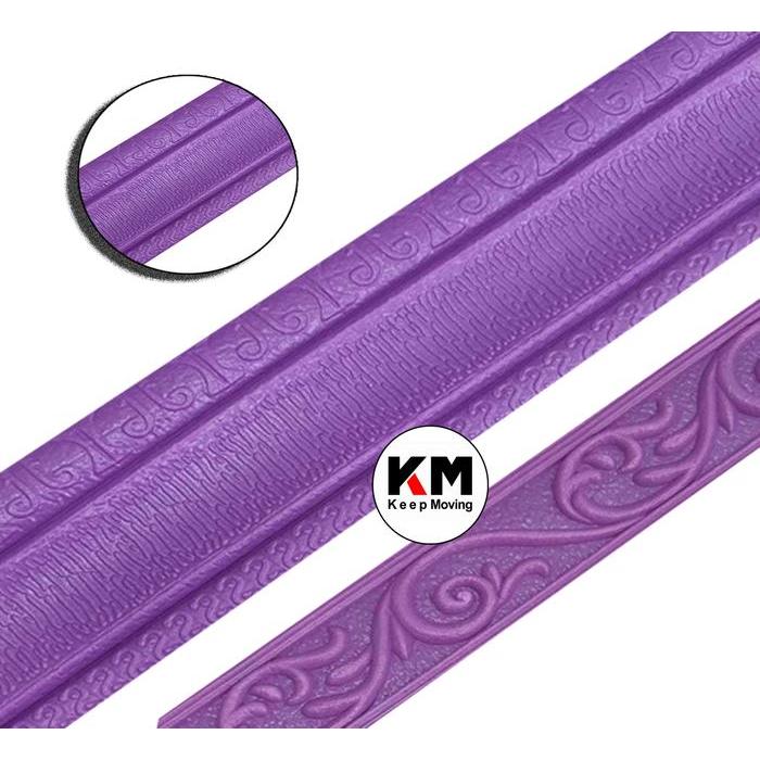 (COD) KM Wallpaper List Ungu Wall Paper List Foam 3D Wallborder Foam