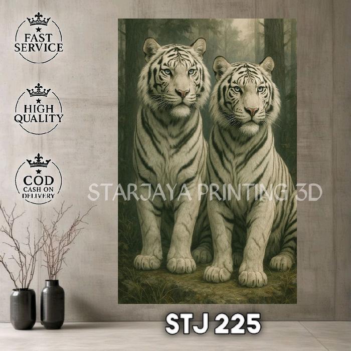 Wallpaper Dinding 3D Motif Harimau Putih Keren Dan Gagah - Buat Ruangan Anda Menjadi Lebih Keren Dan