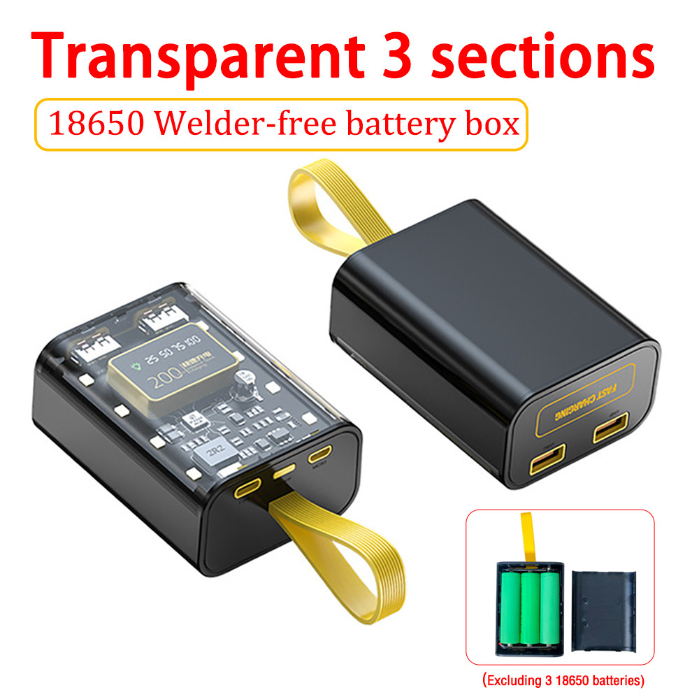 18650 Battery Charger Case Cool DIY Power Bank Box Fast Charging Case With Night Light Charging Powe