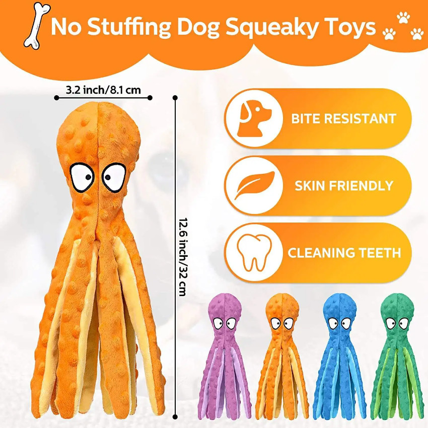 Pet Plush Toy Dog Squeak Octopus Shell Puzzle Toy Bite Resistant Interactive Pet Dog Teeth Cleaning