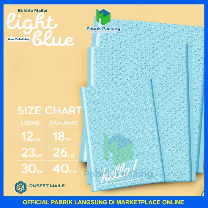 Amplop bubble rusfet bubble mailer polybubble bubble packing light blue biru muda