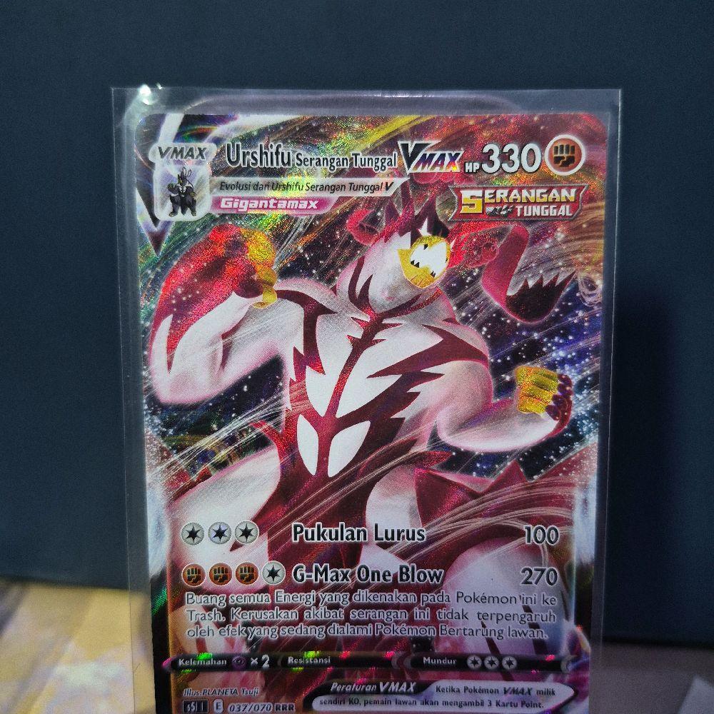 Urshifu Serangan Tunggal Vmax RRR TCG Pokemon Game Kartu Koleksi Indonesia Card Trading Card Game