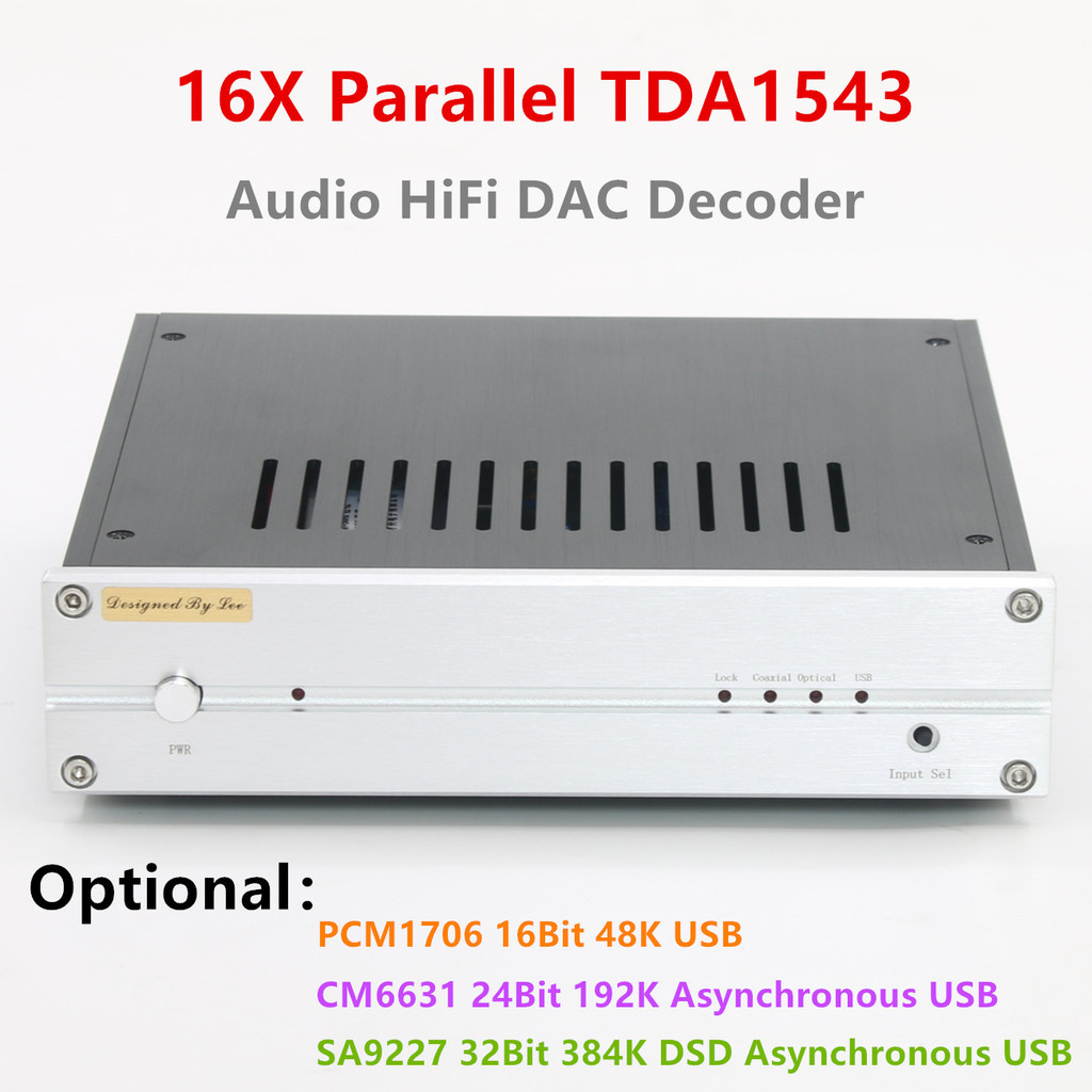 L1543DAC HiFi 16X TDA1543 Home Audio DAC Decoder Digital Coaxial/Fiber Optic USB Input