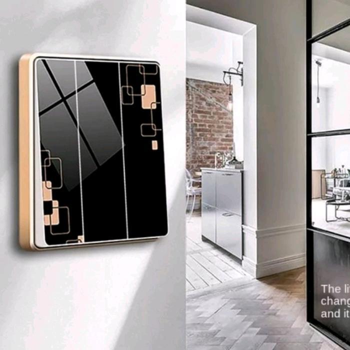 saklar lampu rumah saklar listrik modern hitam motif 1 way