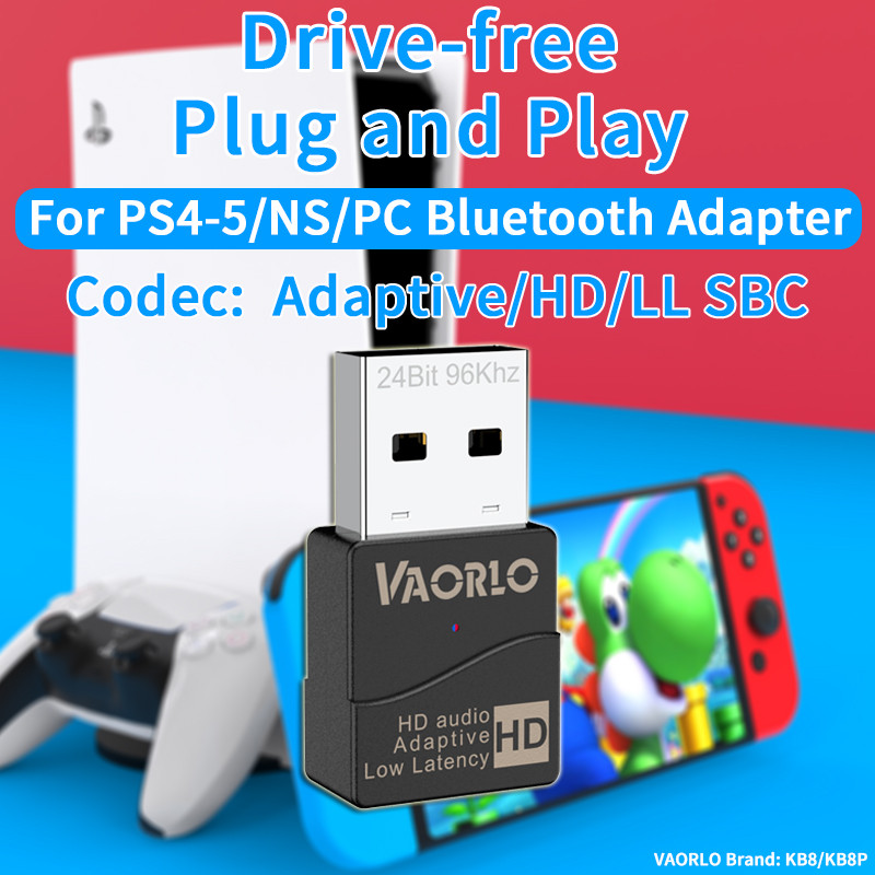 Original VAORLO KB8P KB9P 16-24Bit USB Bluetooth 5.2 Audio Transmitter Adaptive HD LL SBC 40ms Low