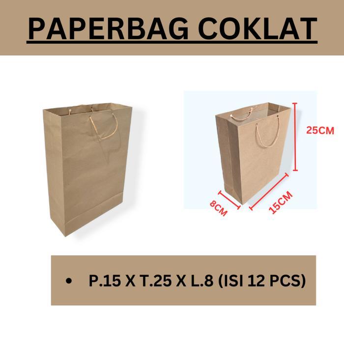 Paperbag Polos Coklat Uk 14X20 - 15X25 - 20X25 - 25X35 - 30X40, Paper Bag Batik / Paper Bag Buku,