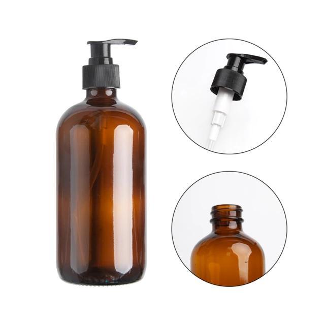 "New" Botol Pump Kaca Amber 250ml/500ml/1000ml