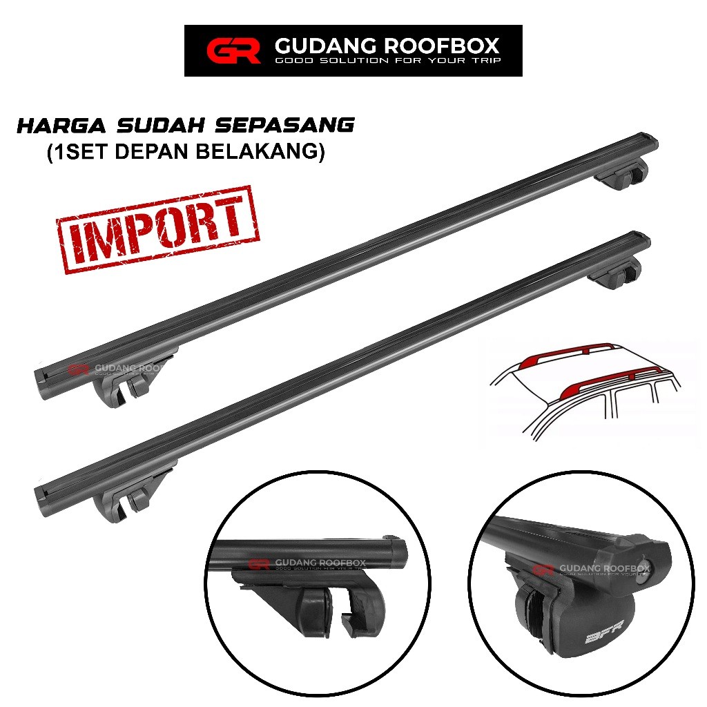 Crossbar Cross Bar Universal Jepit Roof Rail Mobil Crossbar Jepit Raised Rail Bfr Premium