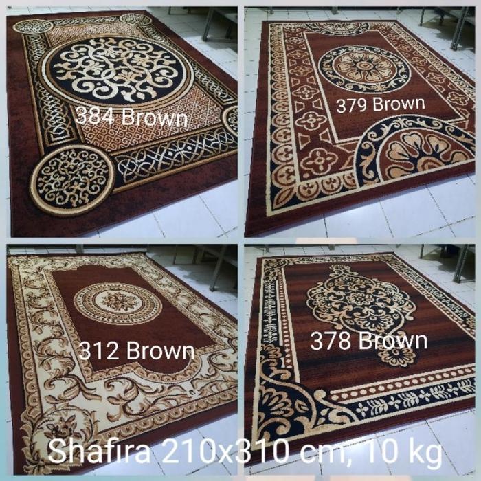 Karpet Permadani Besar Jumbo Klasik Shafira Almaya Hitam Black Abu-abu Coklat Brown