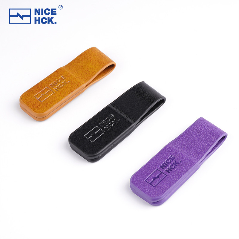 NICEHCK Purple Cable Winder Dual-sided Magnetic Suction Genuine Leather Earphone Wire Organizer Ties