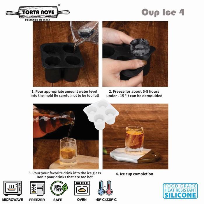 Cetakan es batu bolong tengah silikon bentuk gelas silicone bulat Cetakan coklat cup ice 4 Putih