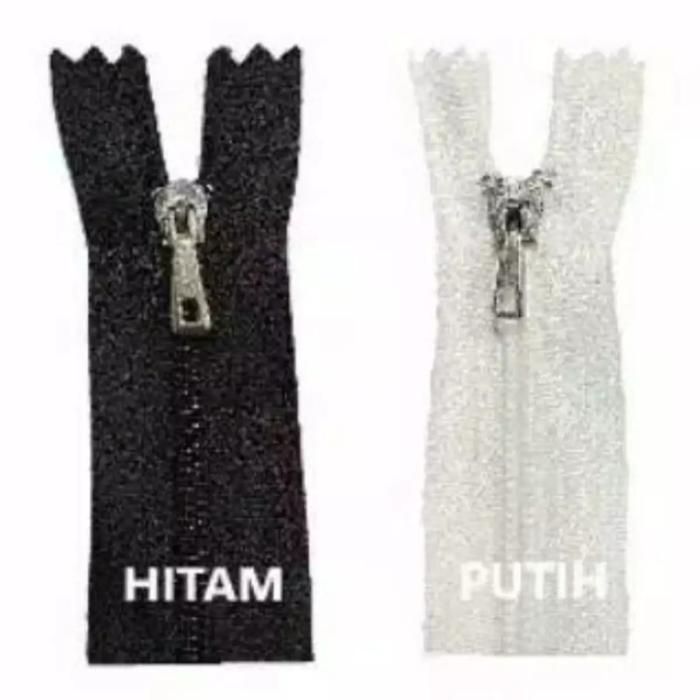 Resleting Celana 7 inch (17,5cm) Hitam Putih per 1 Pcs Ritsleting