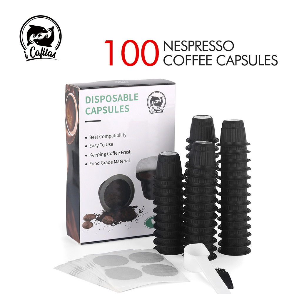 icafilas for Nespresso Coffee Capsule with Foils Lid Espresso Disposable Filter Pod Aluminum Foils C