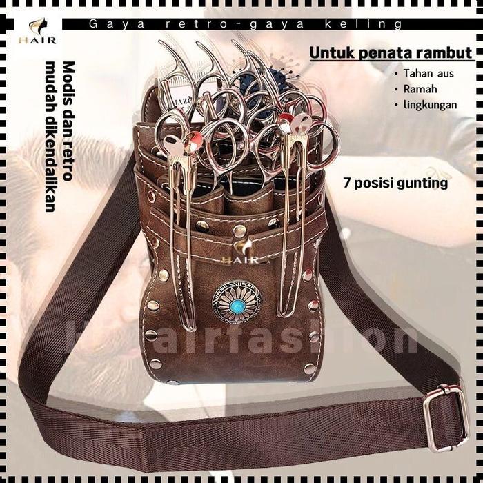HIB-0236 NEW Dompet Gunting Tas Pinggang Gunting Rambut Paket Gunting Tas Gunting Kulit Asli Ikat