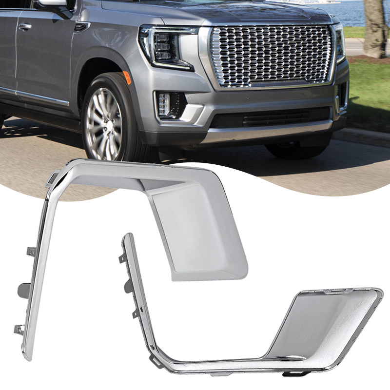 CAR FRONT BUMPER MOLDING ACCESSORIES FOR GMC YUKON DENALI 2021 2022 2023 FOG LIGHT PLATED SILVER