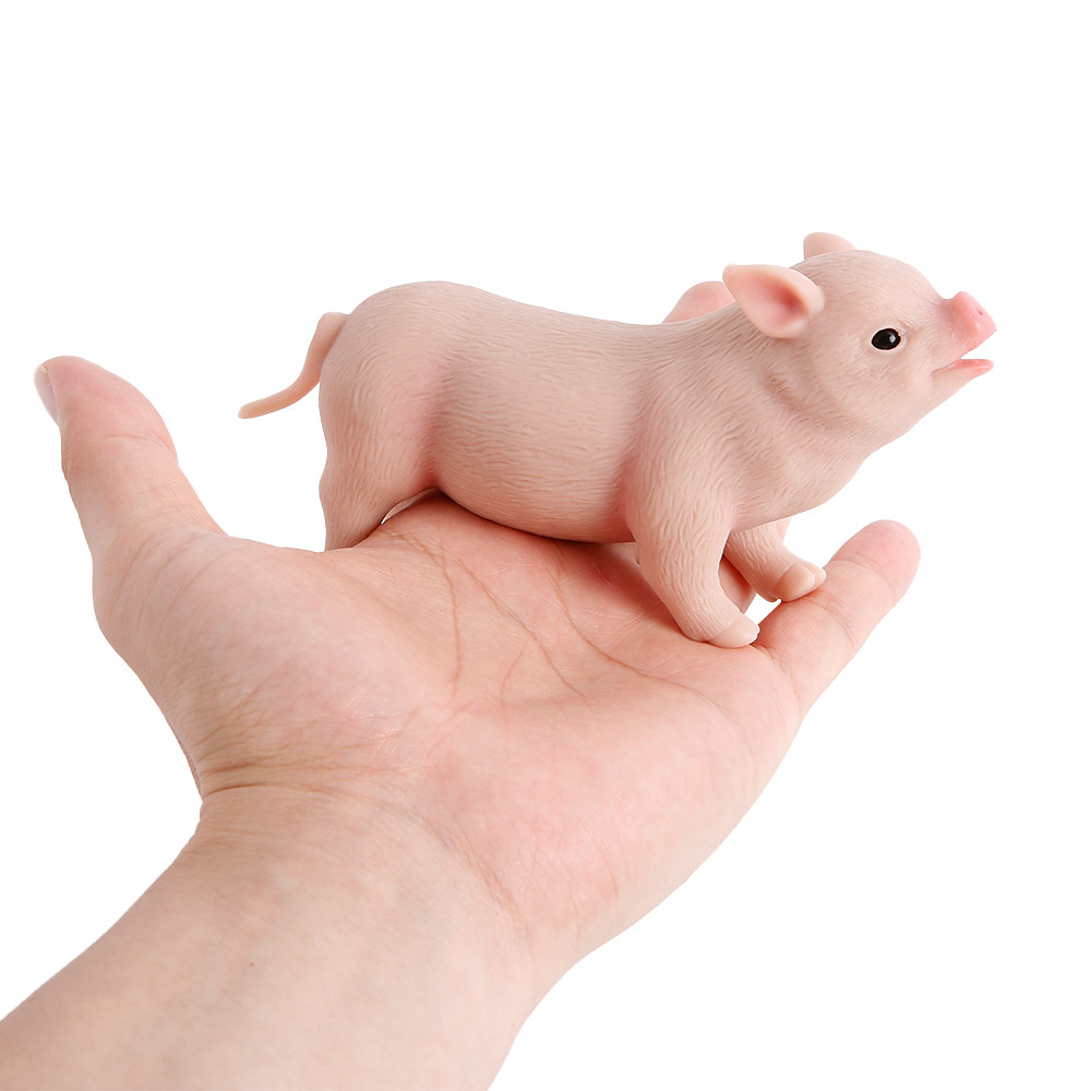 IVITA 14CM 100% Full Silicone Reborn Pig Doll with Eyes Soft Silicone Realistic Art Mini Piglet Toy
