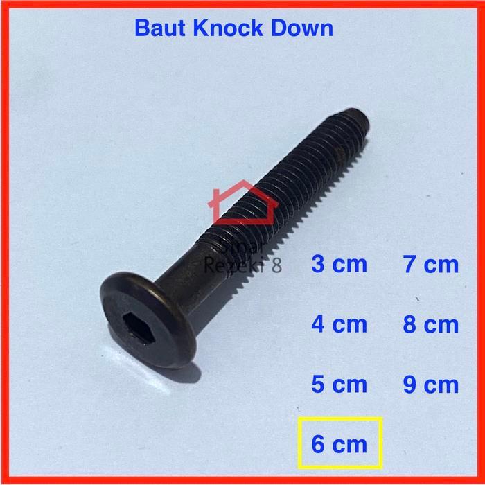 Baut JCBC Knock Down 6 cm / 60 mm Knockdown Furniture Mur Skrup M6 .