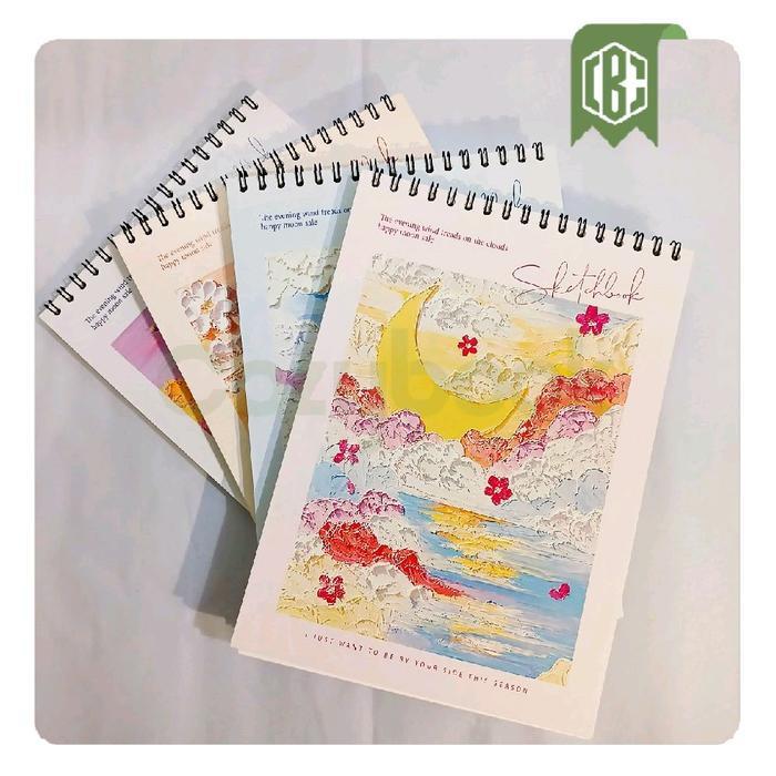 Sketchbook Aesthetic Bookpaper Ring Spiral 90 Halaman 3 Ukuran A4 A5 A6 Kertas Berkualitas Tinggi