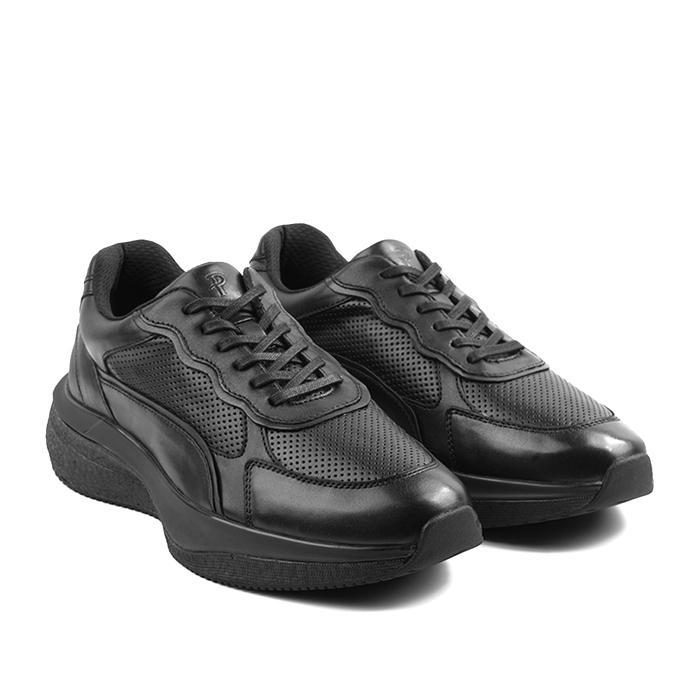 Prabu - Banyu All Black Sepatu Kulit Sneakers Pria Casual