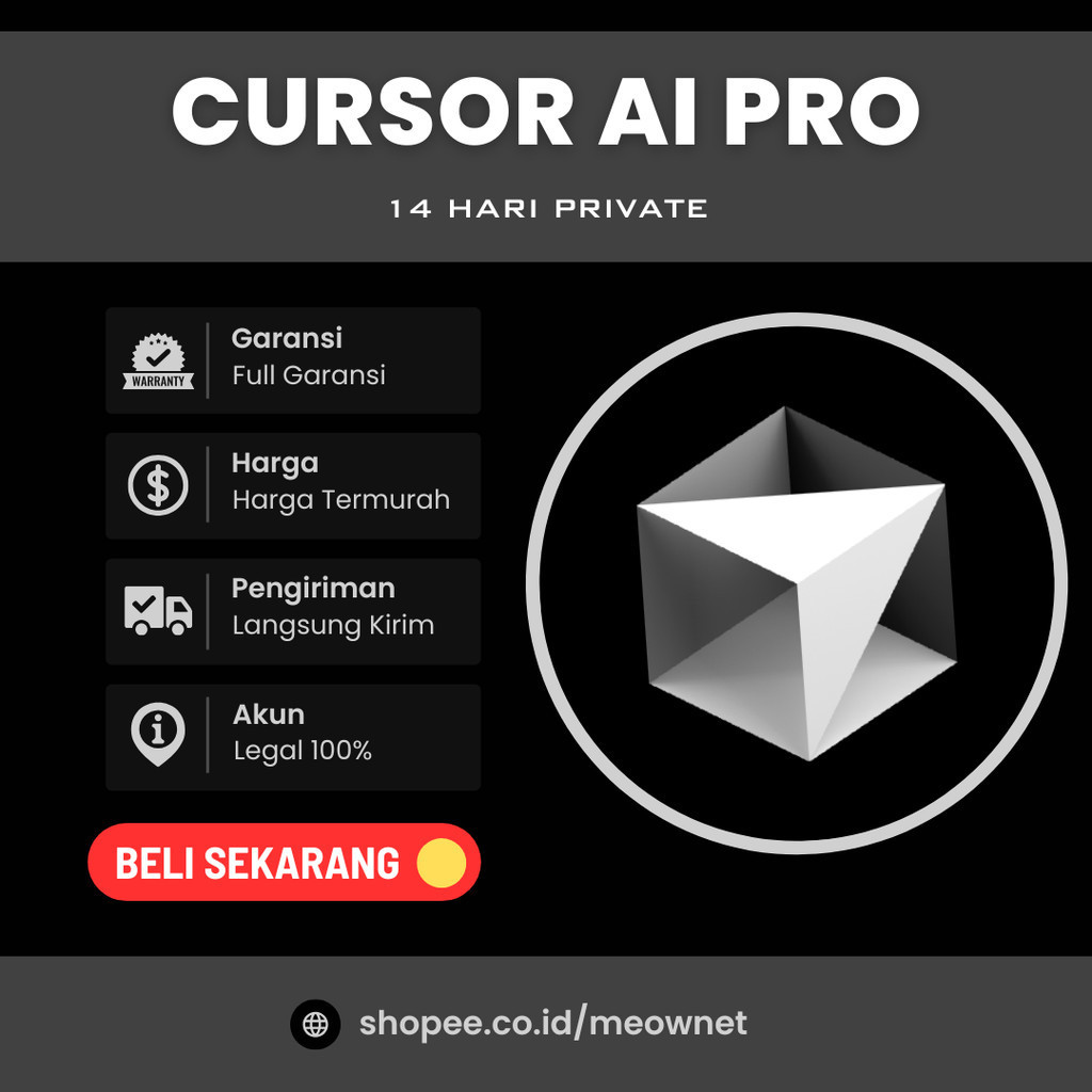 Cursor AI Pro 14 Hari Full IDE Premium Coding | Software Developer Garansi