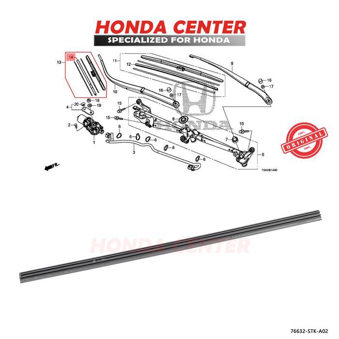 Karet Refil Wiper Depan Kiri Crv Rm Gen4 Crz 2012 2013 2014 2015 2016 2017