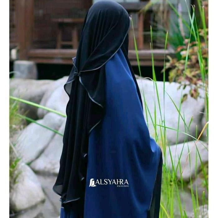 Niqab Butterfly Kancing Sifon Jetblack Alsyahra Exclusive Populer