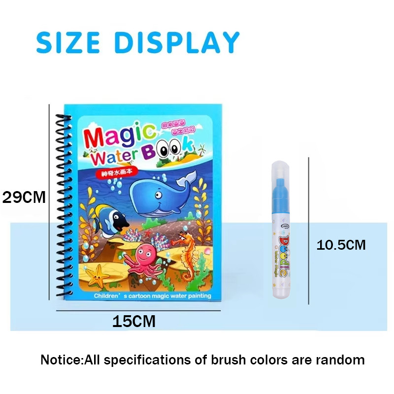 Watercolor Painting Magic Book Reusable Children's Animal Cartoon Painting Book Sensory Early