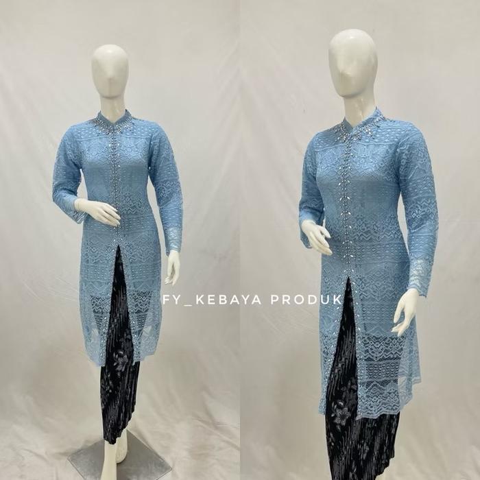 Ready Kebaya Tunik Sanghai / Kebaya Terbaru / Kebaya Modren / Kebaya Tile Payet Brokat Baju
