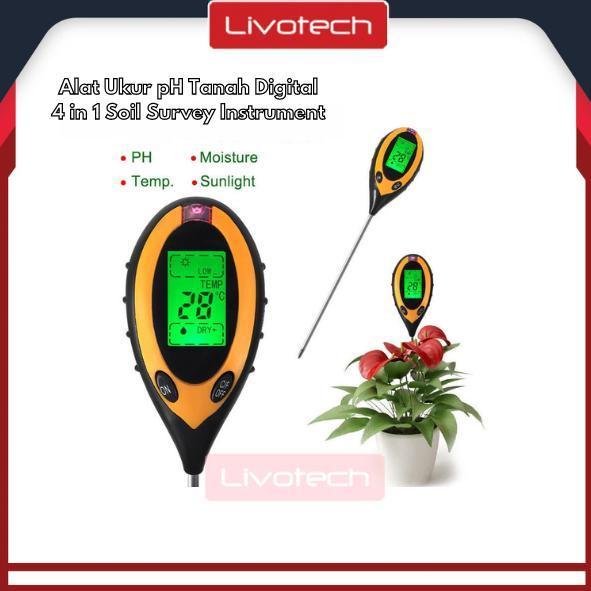 LIVO Alat Ukur pH Tanah Digital 4 in 1 Soil Survey Instrument AMT-300 Meter