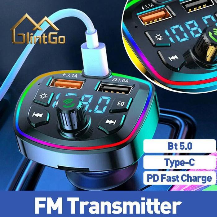 Fast Charger Mobil Charger Mobil Bluetooth Mobil USB Ganda Tipe-C Multi-Fungsi Kualitas Tinggi