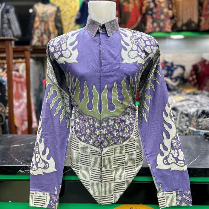 Batik Kemeja Ungu Lawasan Solo Jahitan Semi Jas Lengan Panjang Lapisan Furing By Batik Rama