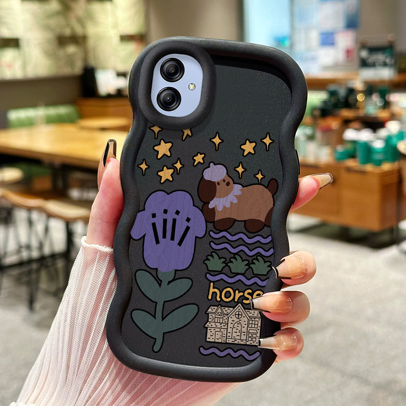 Casing Untuk Samsung A04E Case Casing Tulip Graffiti dan Kartun Graffiti pola HP Cesing lunak Siliko