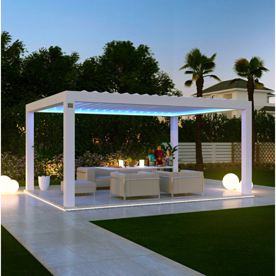 Outdoor Wall-Mounted Aluminium Louvre Pergola Roof Sun Shades Motorized Garden Pergole System for