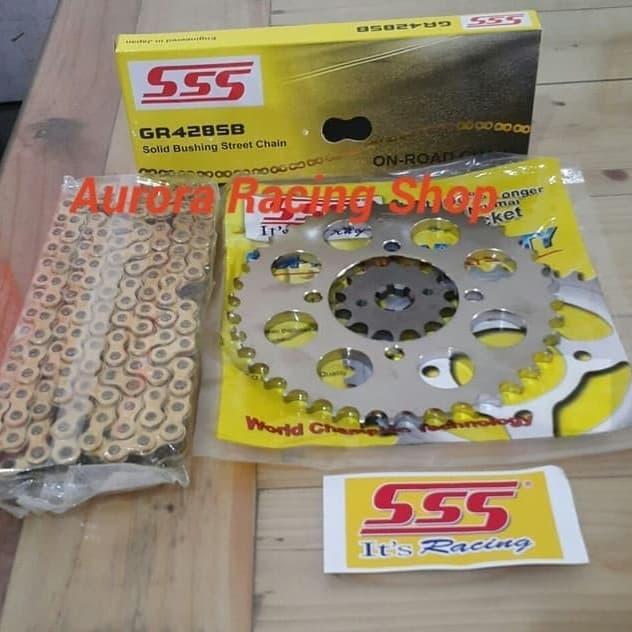 Gear Set Sss 428 Rx King & Rantai Sss 428 Sb Gold
