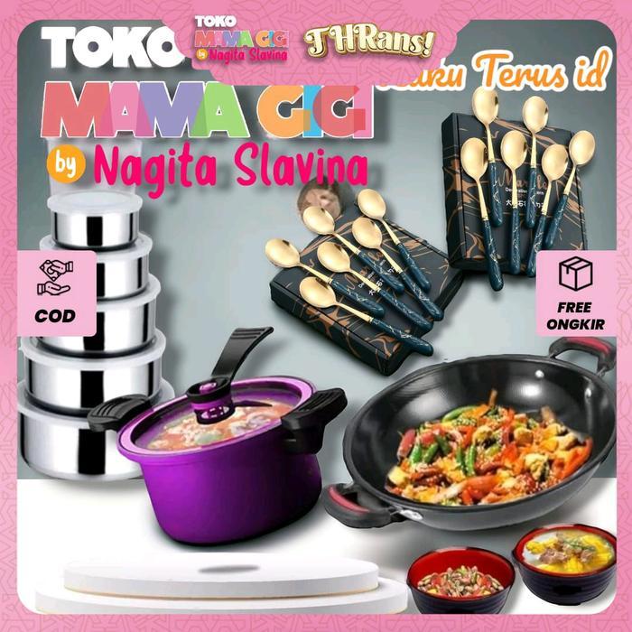 TERLARIS LT 034 TOKO MAMA GIGI Nagita Slavina Paket Panci Presto 3.5L Wajan Enamel Rantang 5 Susun