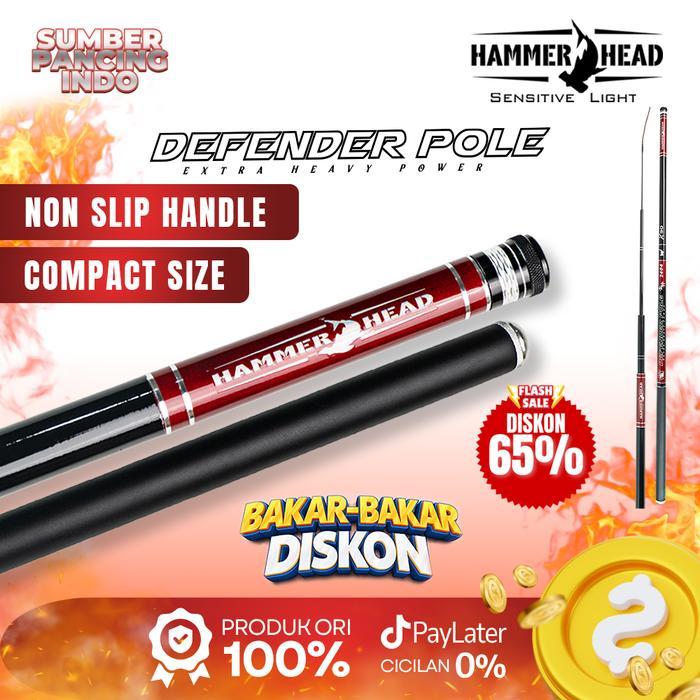 Ready HAMMER HEAD Joran Tegek DEFENDER POLE 240 - 630CM Carbon X30 Extra Heavy Solid Tip Mancing