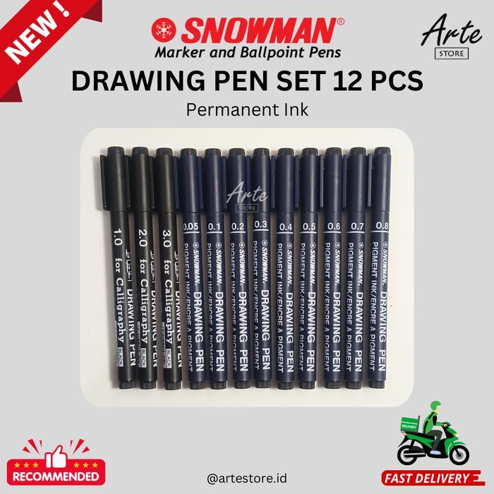 Drawing Pen Snowman Set 12 Pcs - Pulpen Gambar - Artestore