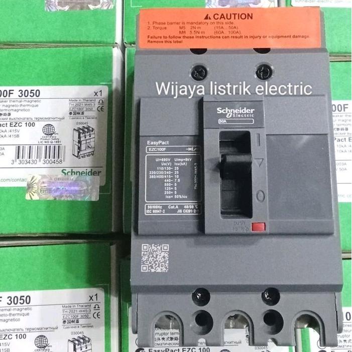 Readyyy Mccb 50A 3P Schneider Ezc100F3050 / Breaker Mccb 3P 50A Original Schneider