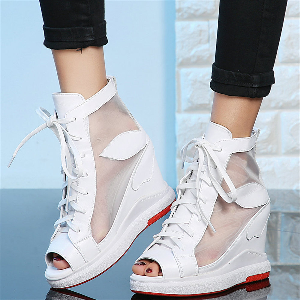 Customized Chunky Sneakers Women Plus Size 46 Genuine Leather Wedges High Heel Gladiators Sandals
