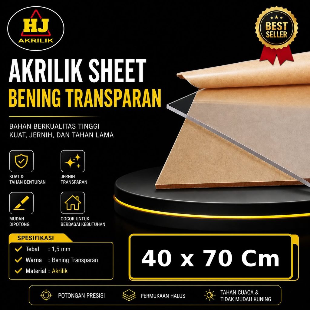 Akrilik 1,5mm Bening 40 X 70 Cm Akrilik Lembaran