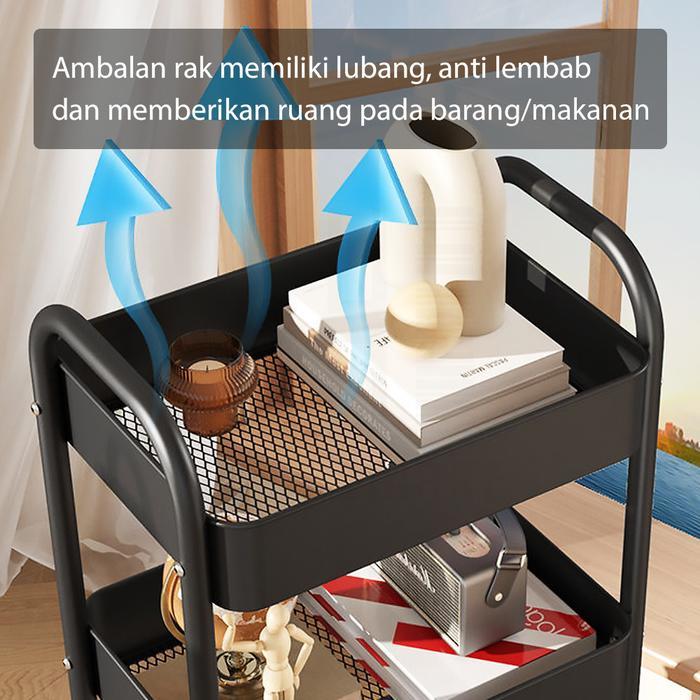 Hugo Rak Dapur Besi Serbaguna Rak Besi Penyimpanan Bertingkat Rak Kamar Mandi Rak Salon Rak Troli
