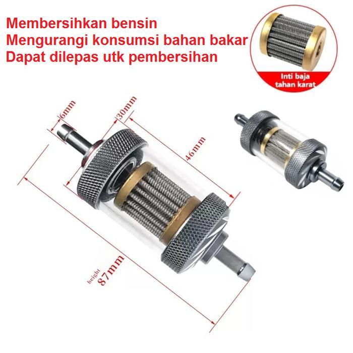 Filter Bensin Transparan CNC Titanium Filter Bensin EYGL Selang Bensin Toyospring Universal Motor