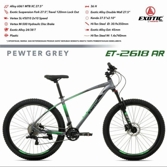 Mtb 27.5 Exotic 2618 AR Alloy 20 speed Hidrolik by Pacific