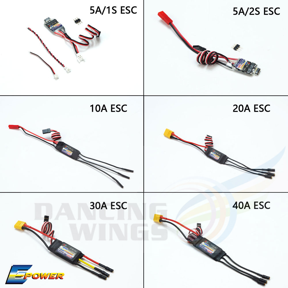 AEORC E-Power ESC Motor Speed Controller1S5A 2S5A 10A 20A 30A 40A