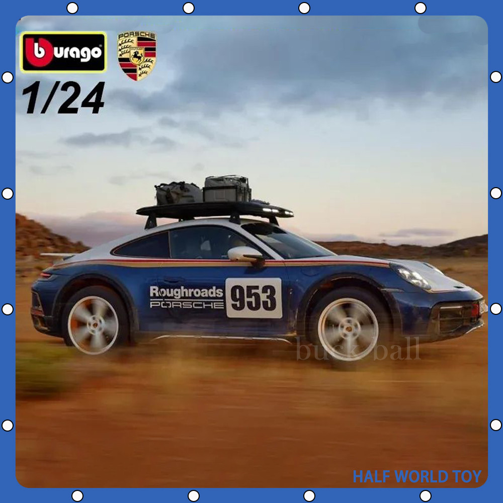 New Bburago 1:24 Porsche 911 Dakar 953WRC Sports Car Diecast Model