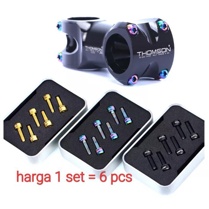 Polygon Risk Baut Stem Titanium M5 X 20Mm Titanium Bolt Stem Baut Stem Sepeda Universal